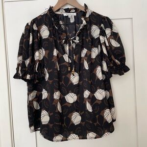Rose & Olive Black and Brown Floral Blouse